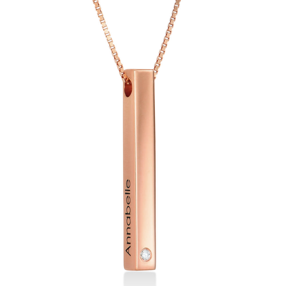 Custom Personalized Vertical 3D Bar Necklace