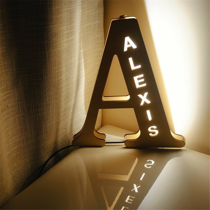 Custom Personalized Wooden LED Night Light 