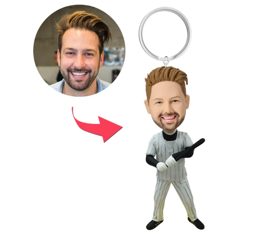 Custom Bobblehead With Engraved Text Key Chain