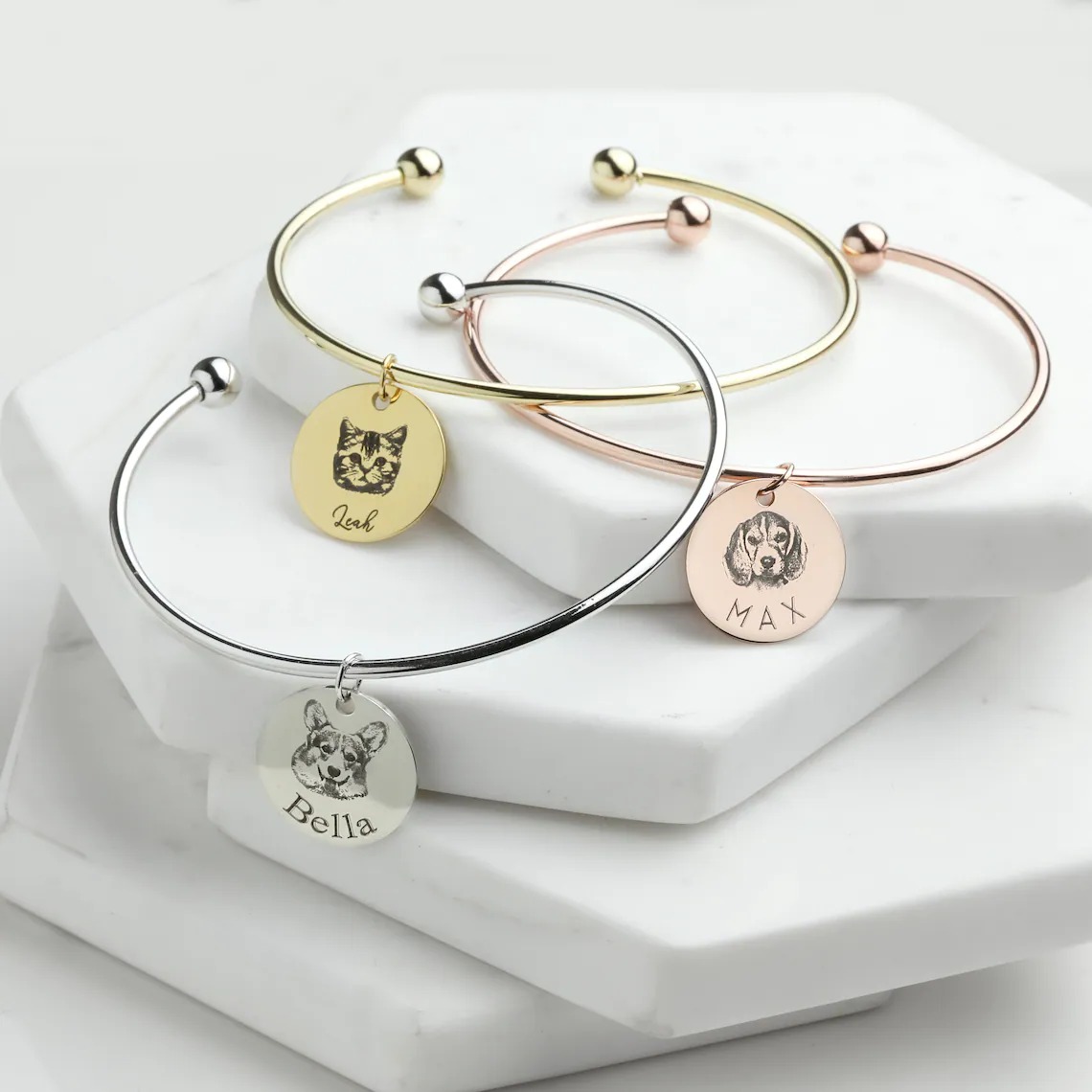 Custom Personalized Pendants Bangle Bracelet