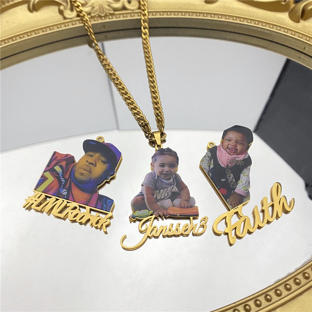 Personalized Color Image Engraved Necklace