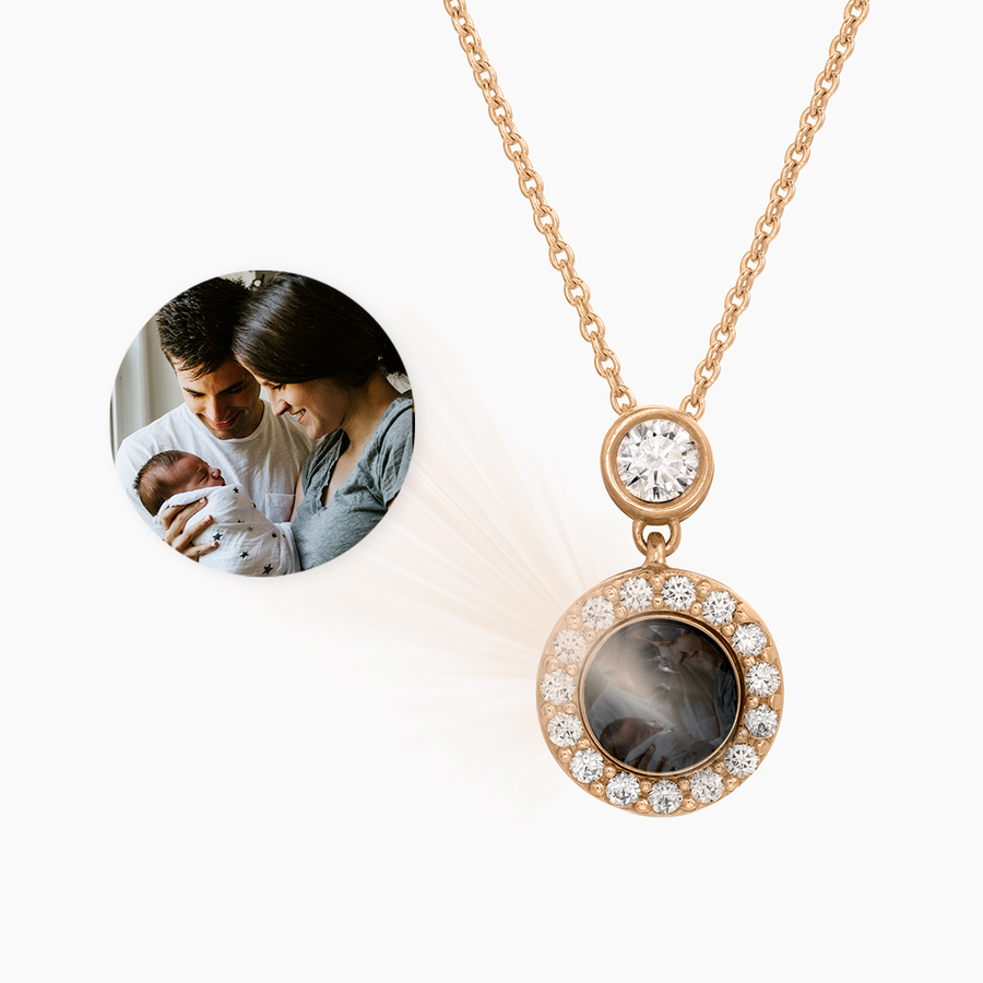 Personalized  Petite Halo Photo Necklace