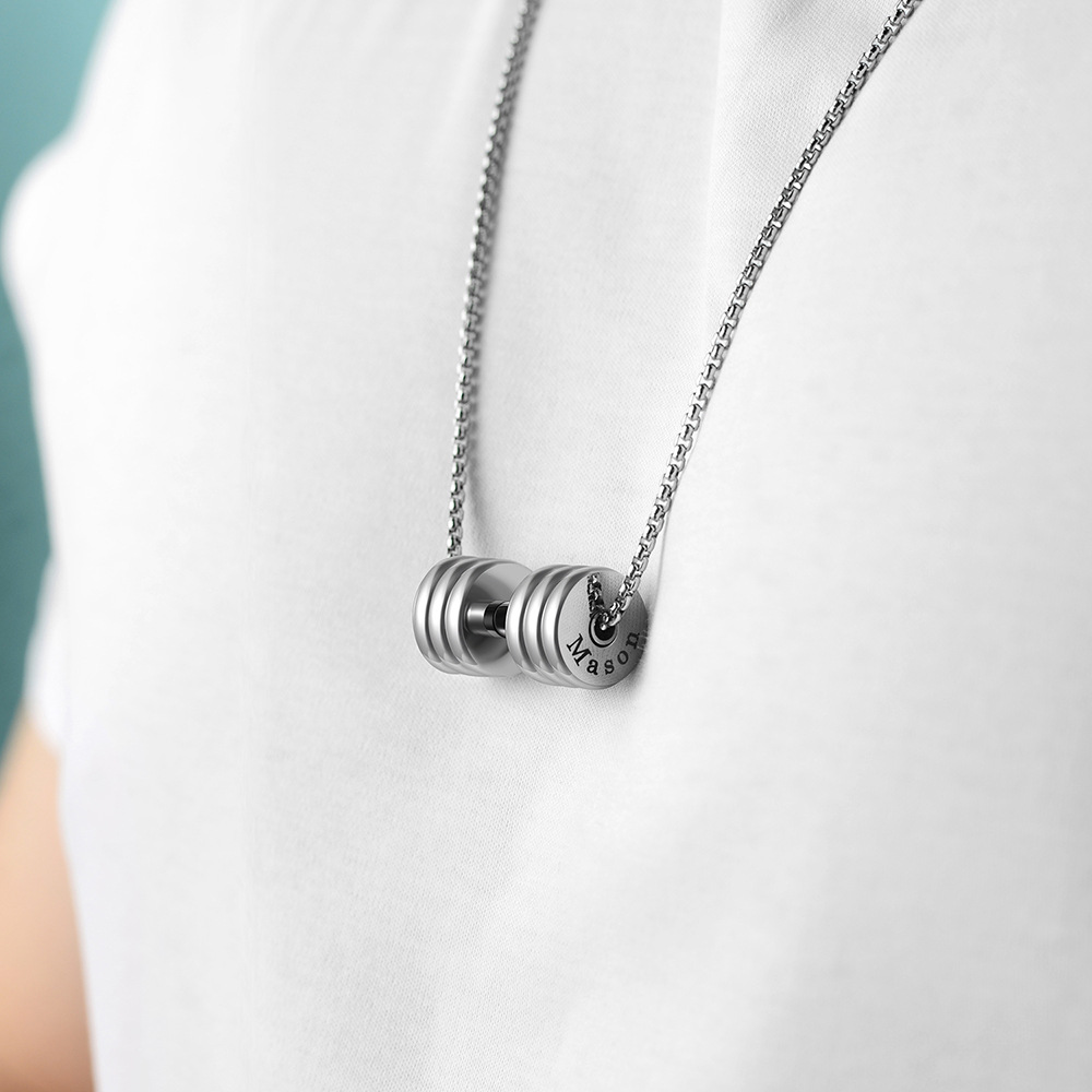 Personalized Dumbbell Engraved Necklace