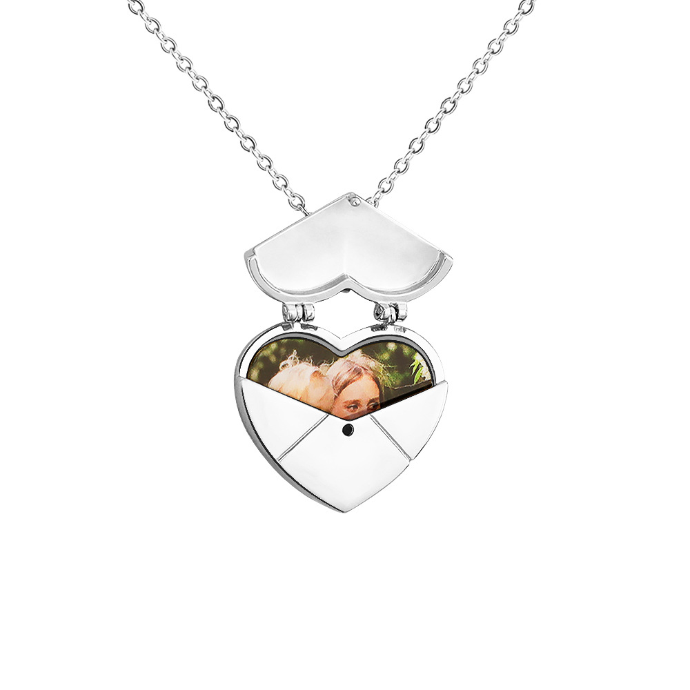 Personalized DIY Peach Heart Photo Box Necklace