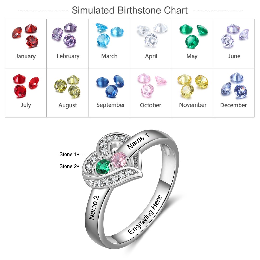 Personalized Birthstone Name Engraving Ring