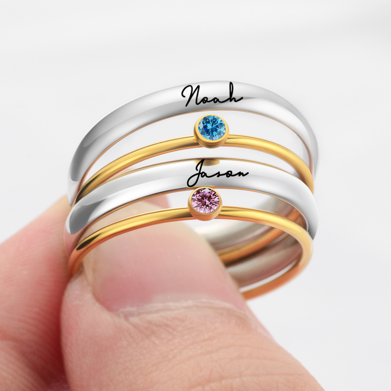 Personalized Birthstone Engraved Ring