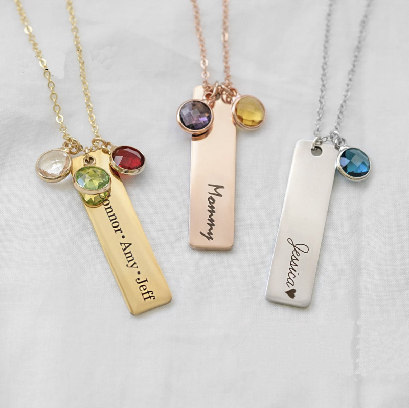 Personalized Necklace laser diamond long Pendant Necklace