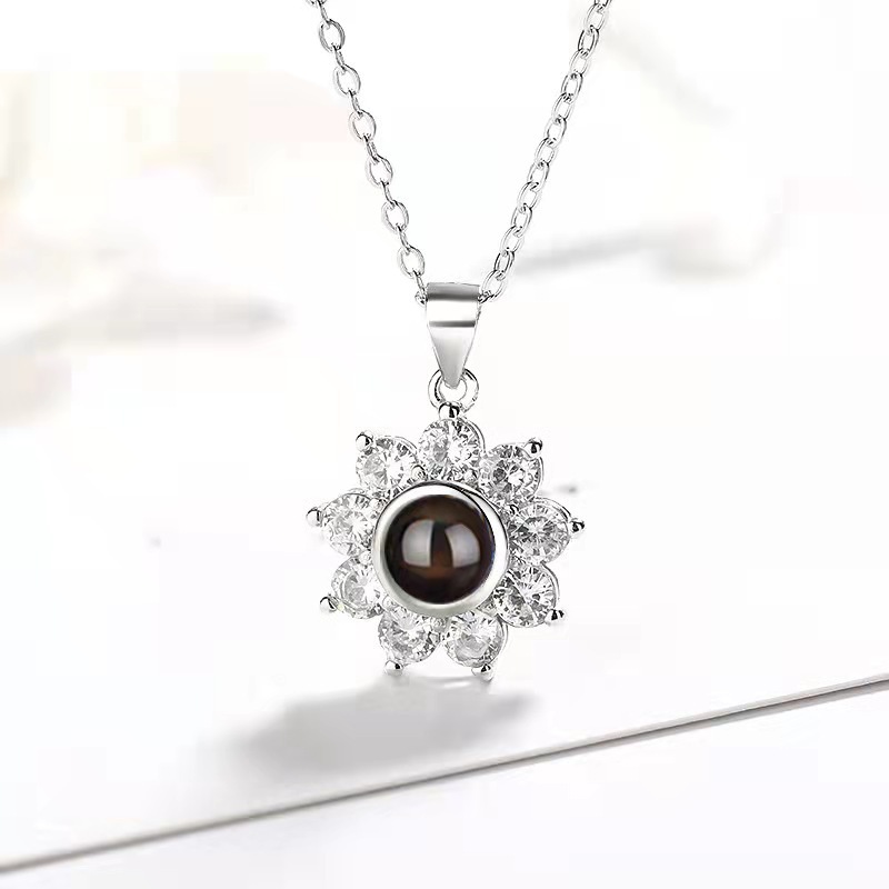 Personalized flower photo Necklace