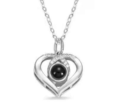 Personalized photo custom Peach Heart Necklace