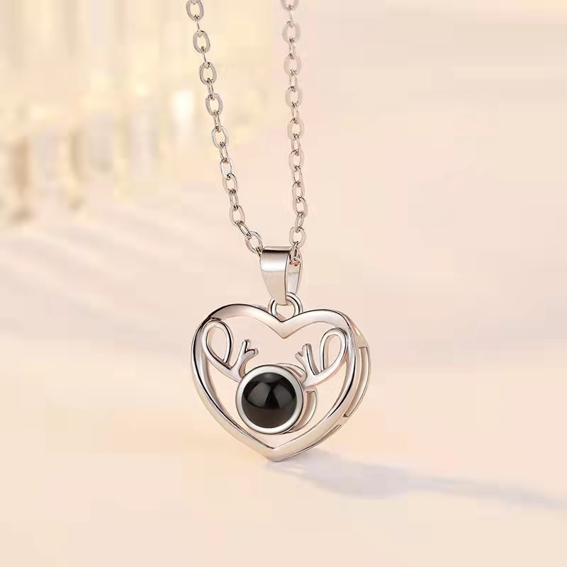 Personalized deer photo Necklace