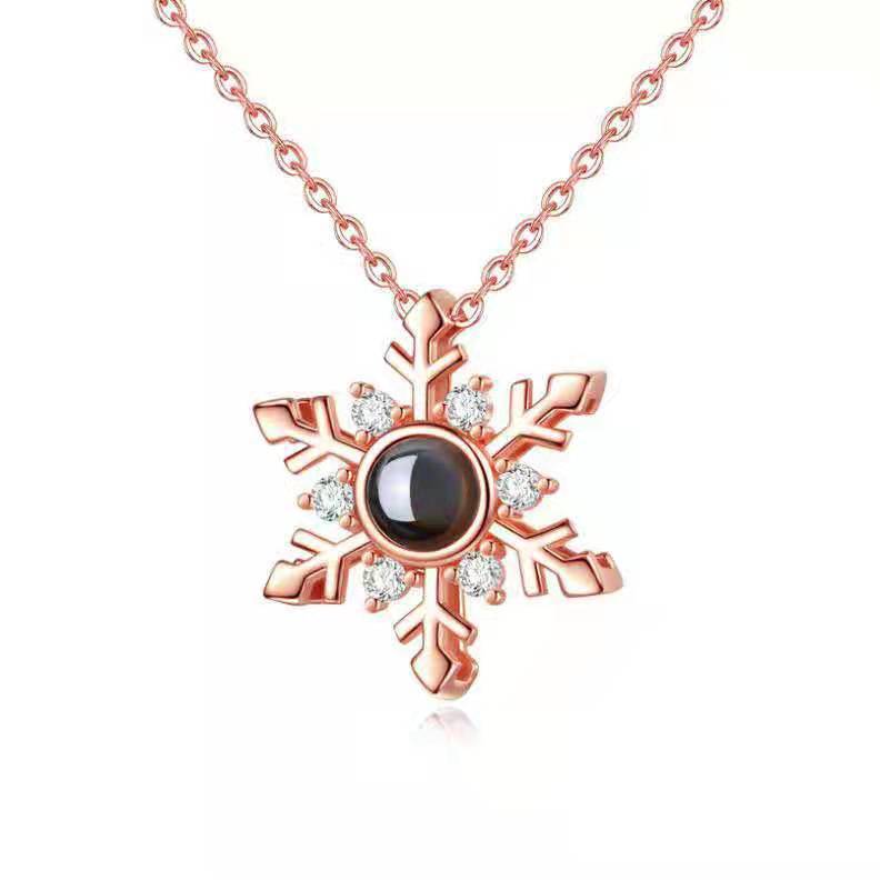 Personalized snowflake photo Necklace
