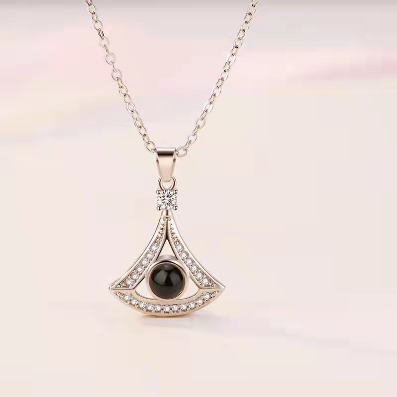 Personalized Diamond Set Photo Necklace