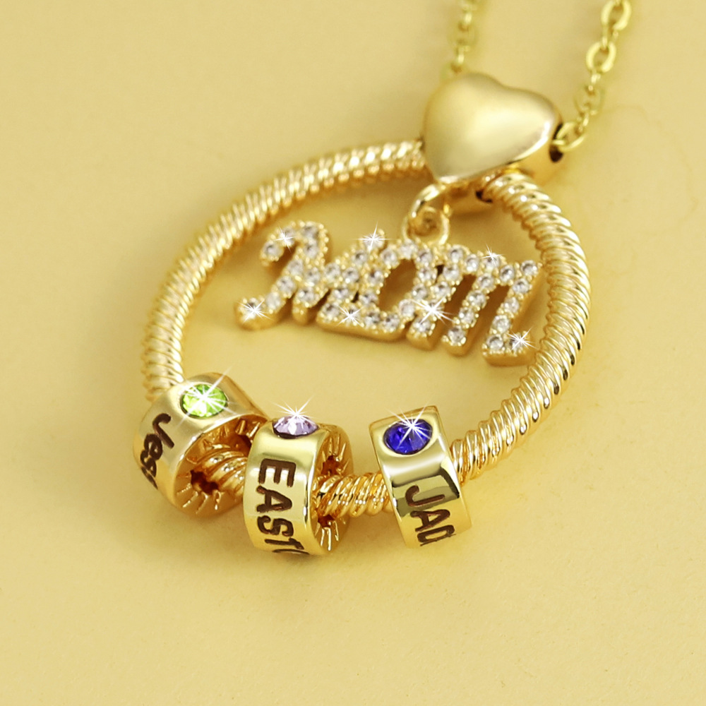  Personalized lettering color diamond necklace 