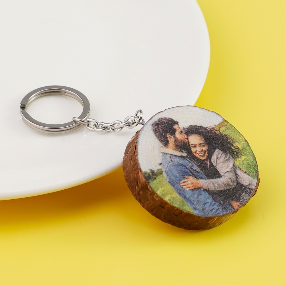 Personalized photo custom log keychain