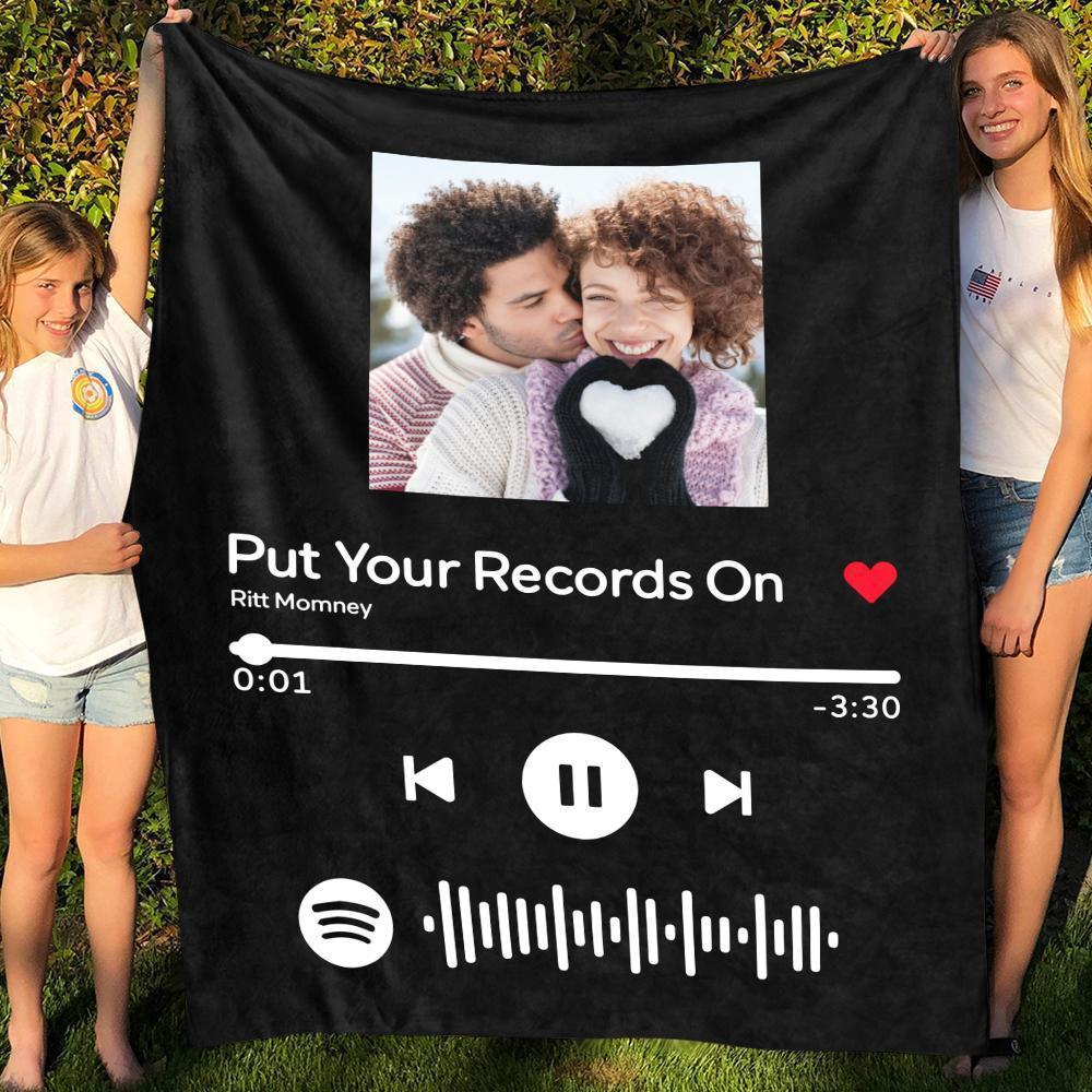 Personalized Spotify flannel blanket