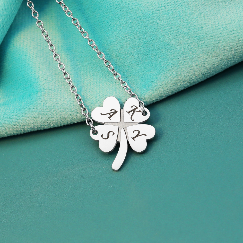 Personalized four-leaf clover name custom necklace