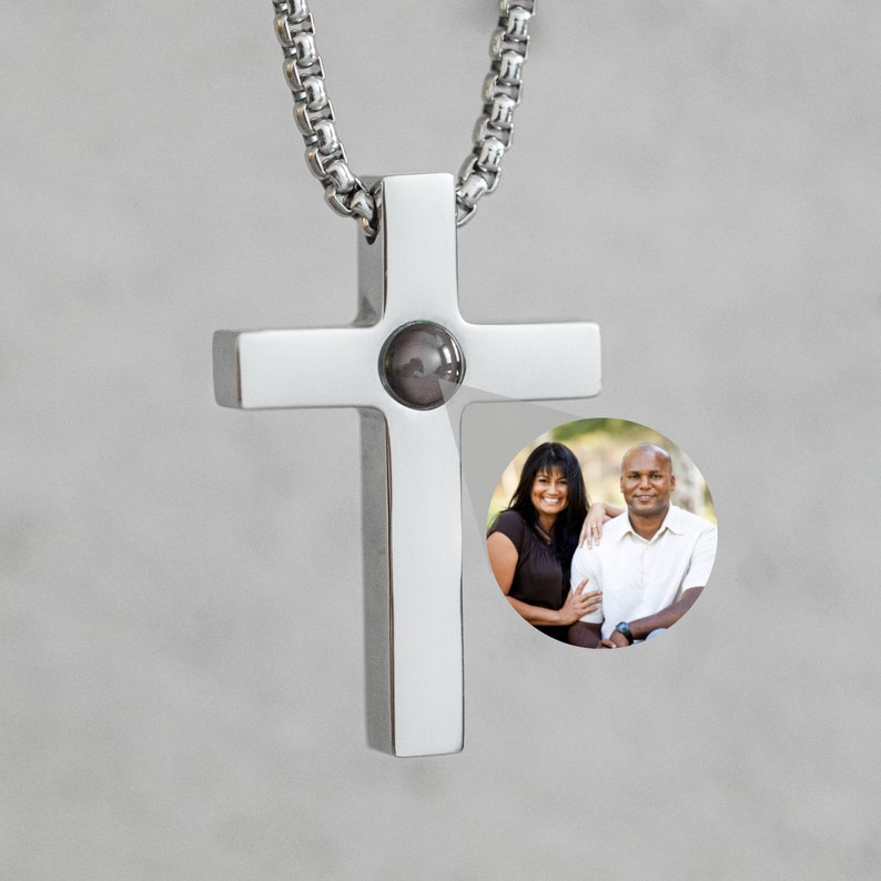 Personalized Picture Projection cross Necklace|