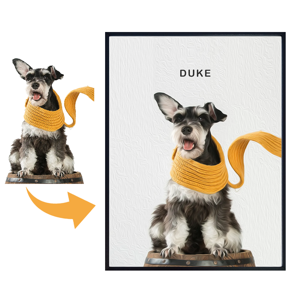 Custom DOG CAT Pet Portrait from Photo on Canvas