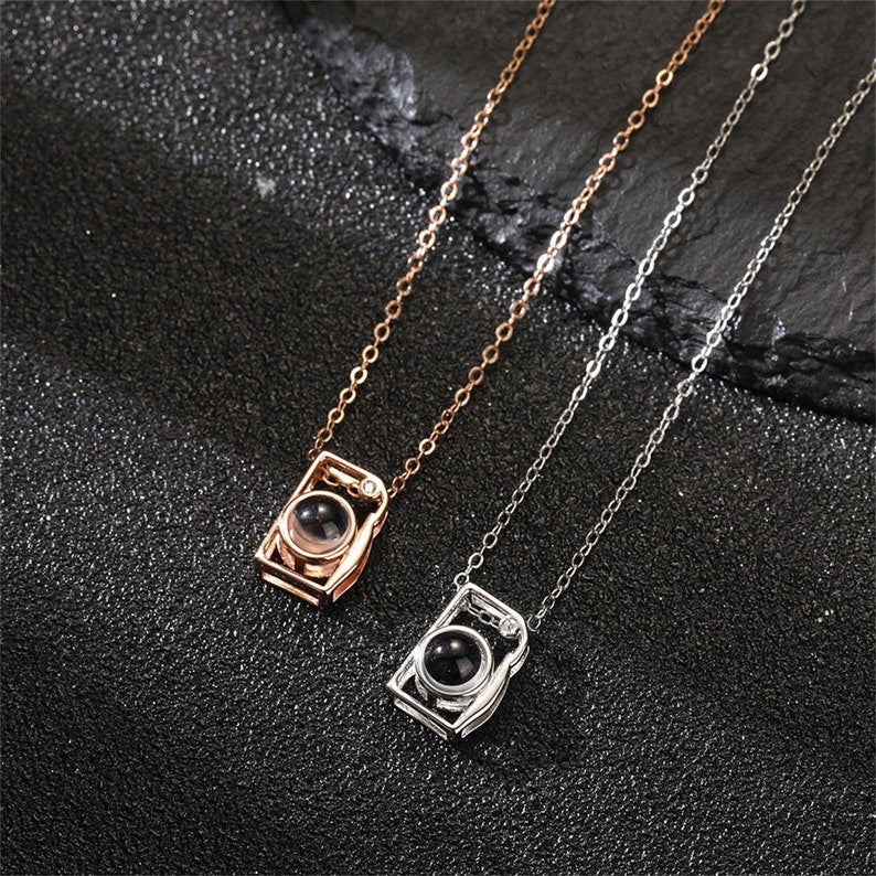 Personalized Silver Camera Projection Necklace