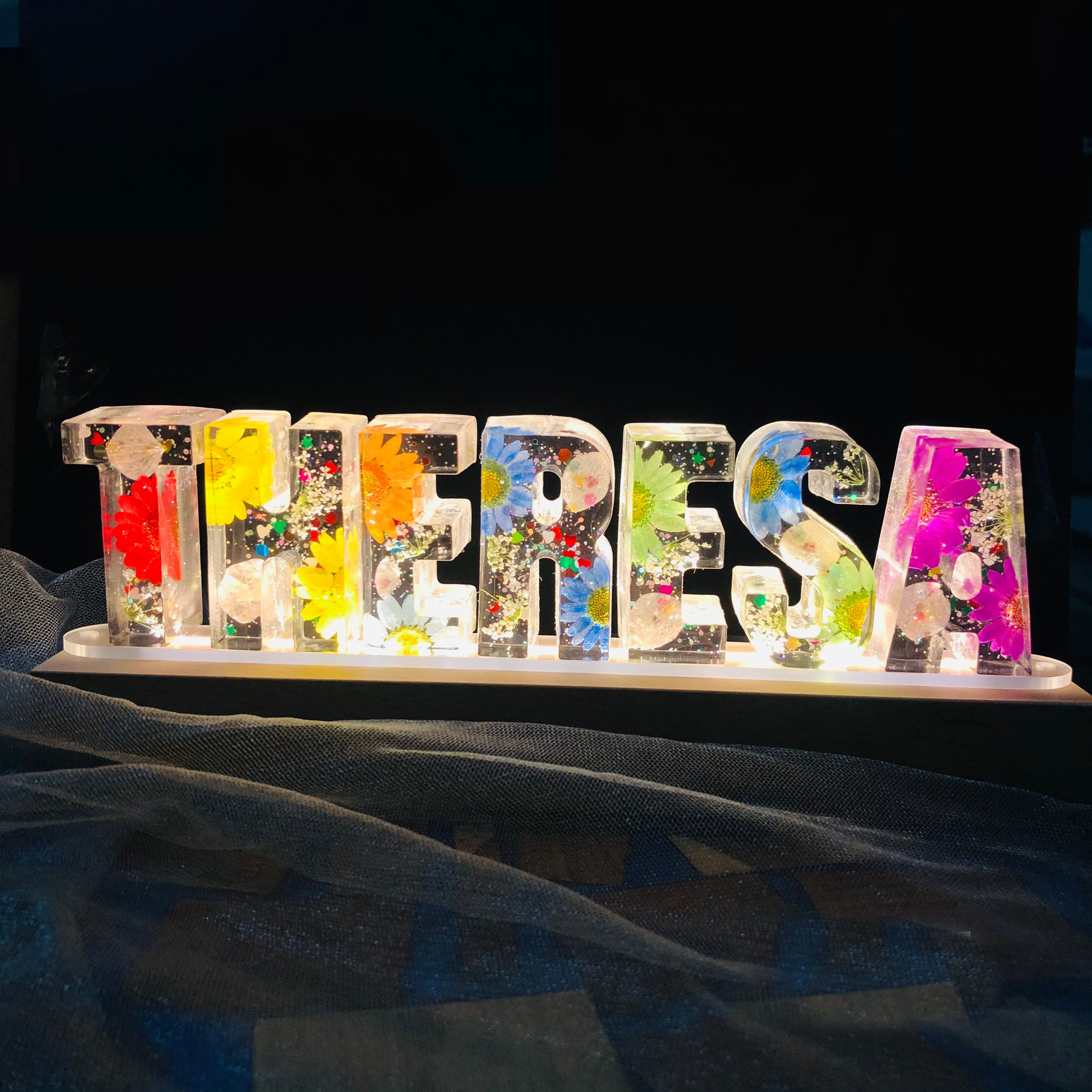 Personalized English Letter True Flowers Night light