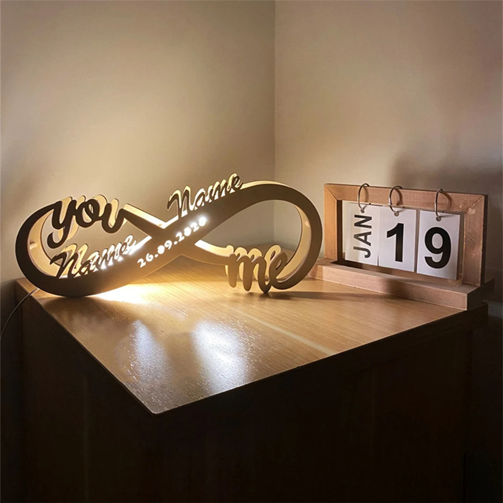 Personalized Couple Name Infinity YOU AND ME USB LED Night Light 