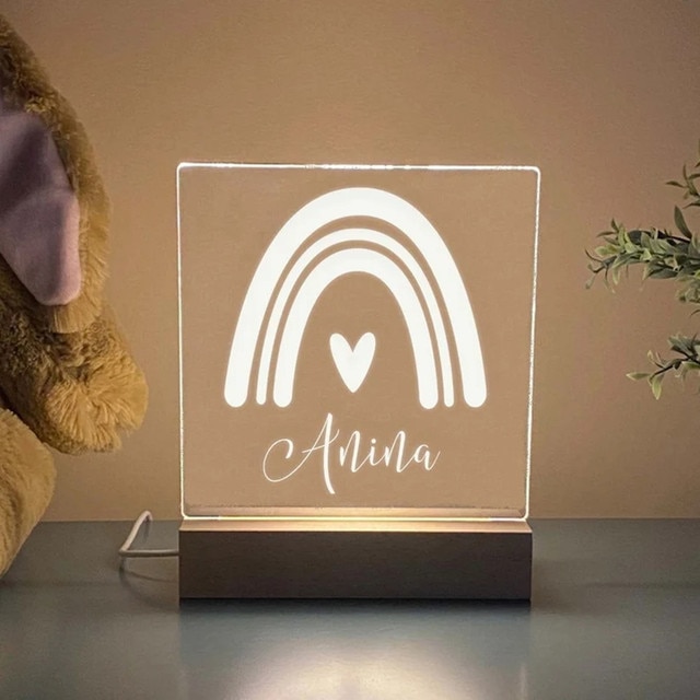 Personalized Moom Stars Fairy Butterfly Rainbow LED USB Night Light Custom Name Lamp For kids