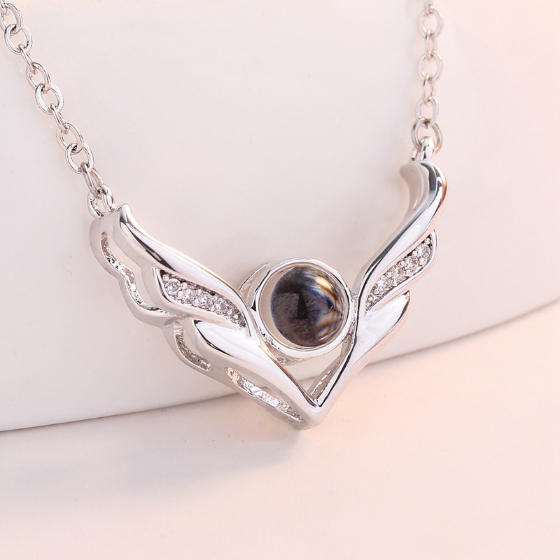 Personalized Wings Photo Projection Necklace