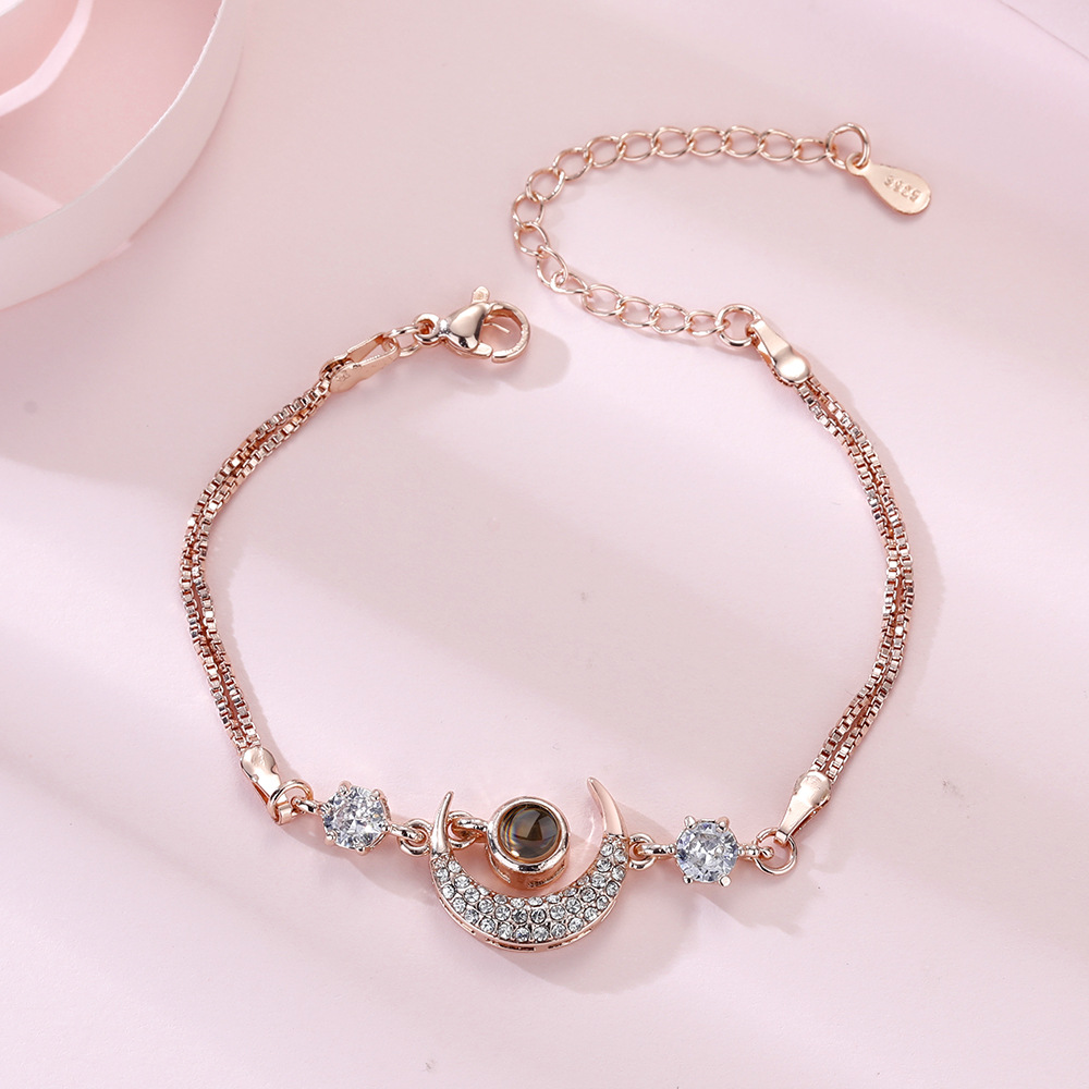 Personalized Moon Shaped Photo Projection Bracelet