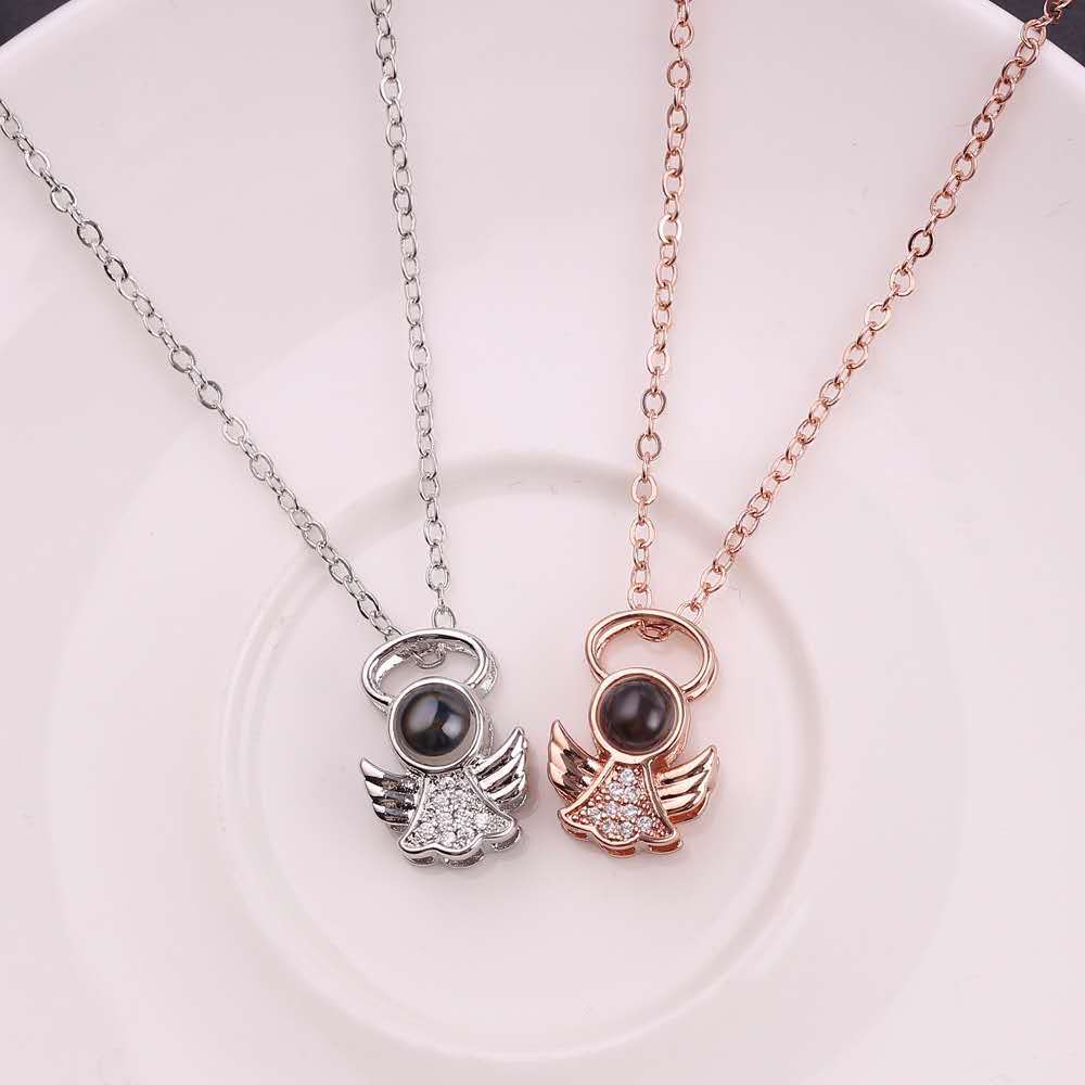 Personalized Angel Shape Photo Projection Necklace