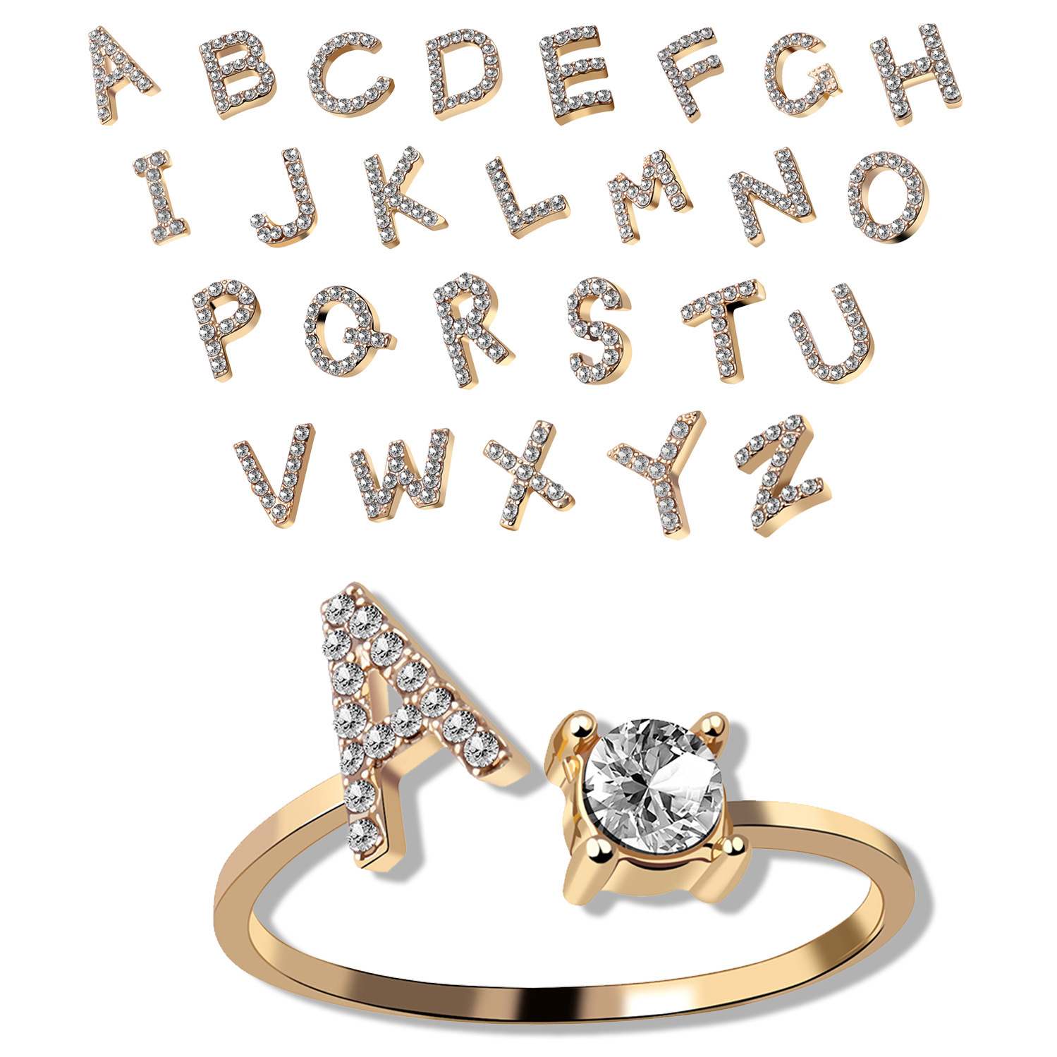 Alphabet Diamond Customized Fashion Ring
