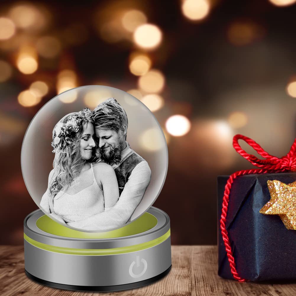 Personalized 2D/3D laser engraved spherical crystal lamp