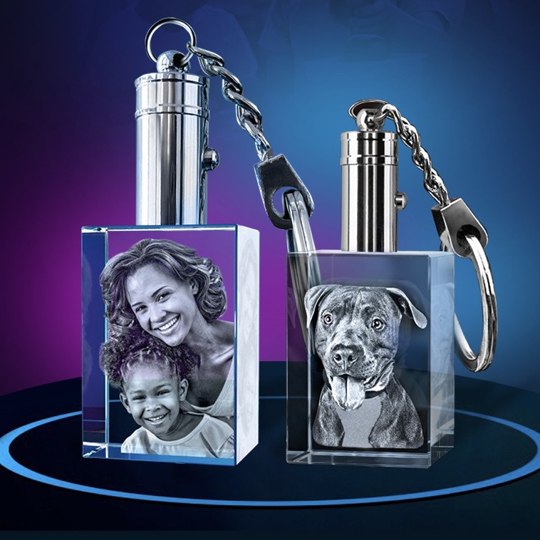 Personalized 2D/3D Crystal Laser Engraved Keychain