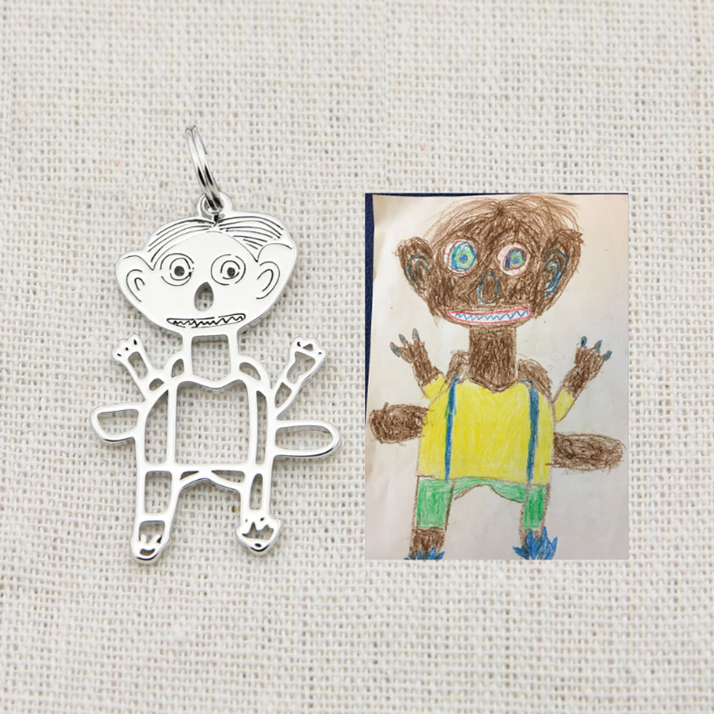 Personalized Kids Drawing Necklace Stainless Steel Artwork Pendant