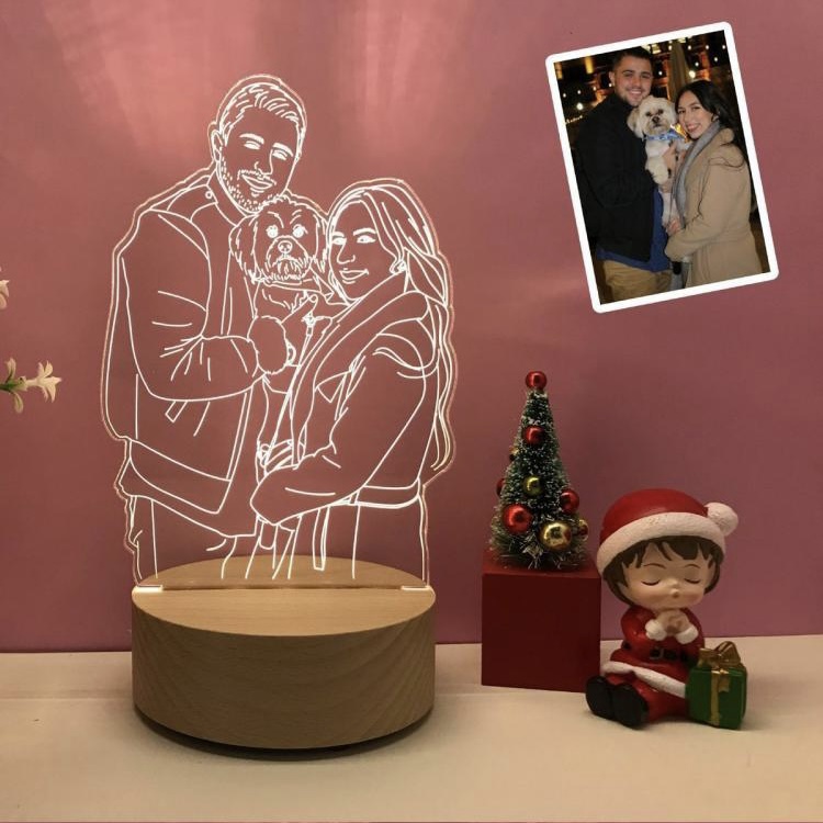 Personalized Line Portrait Round Base Night Light