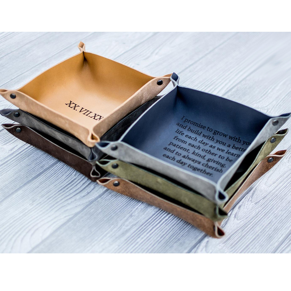 Personalized leather engraved storage box