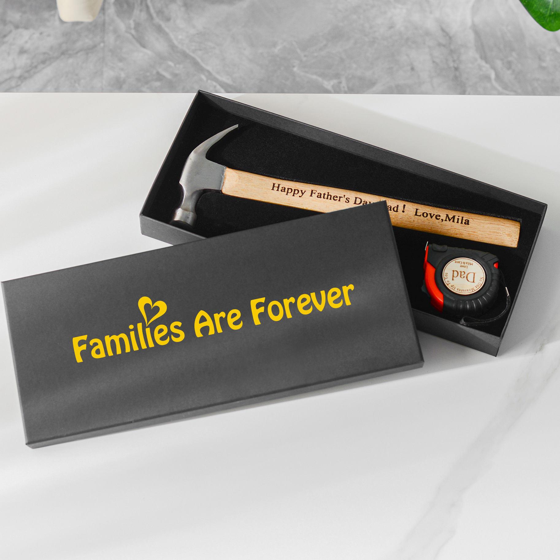 Personalized lettering hammer and tape measure set Father's Day gift