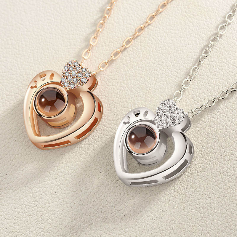 Personalized Double Love Projection Necklace