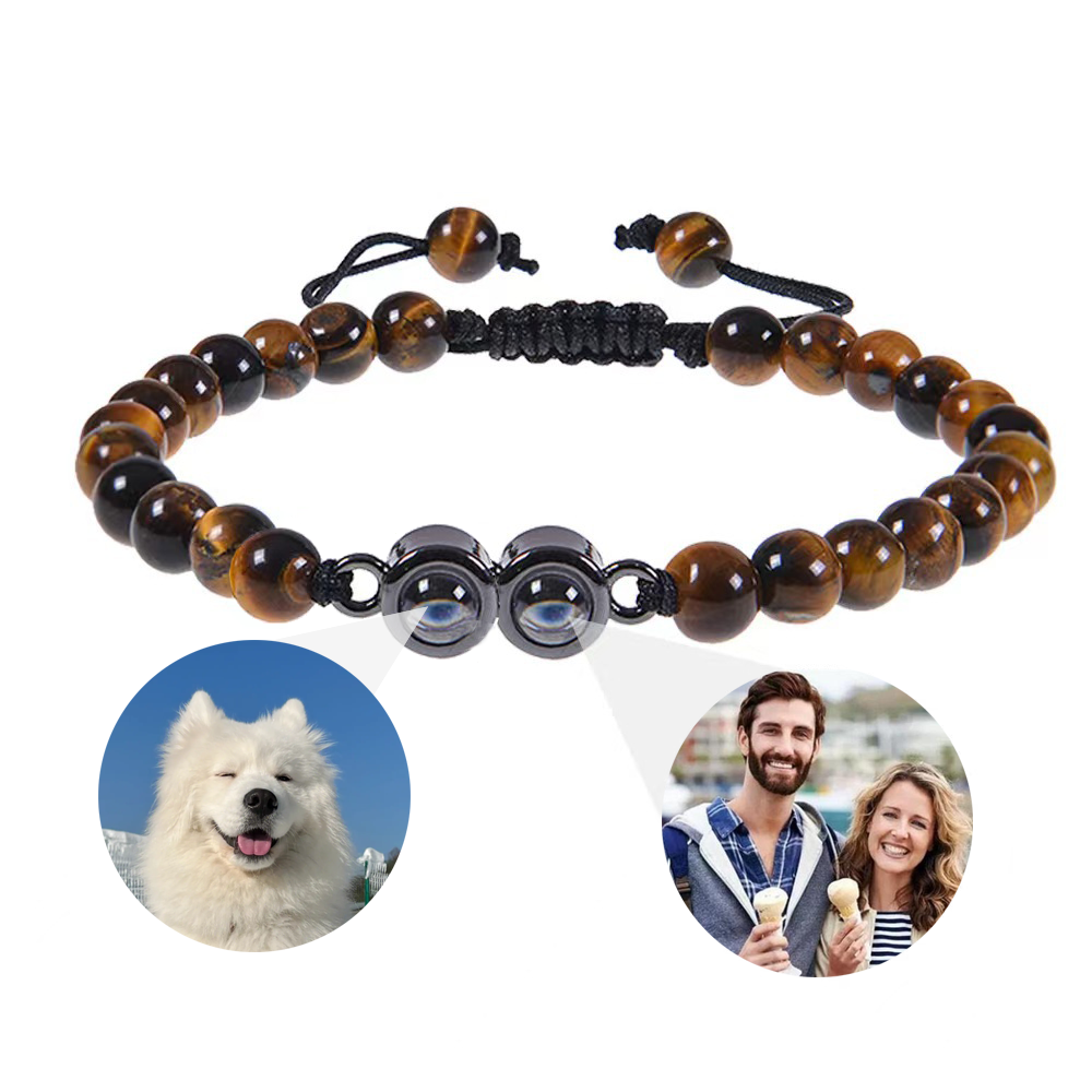 Personalized Frosted Stone Double Pendant Projection Bracelet