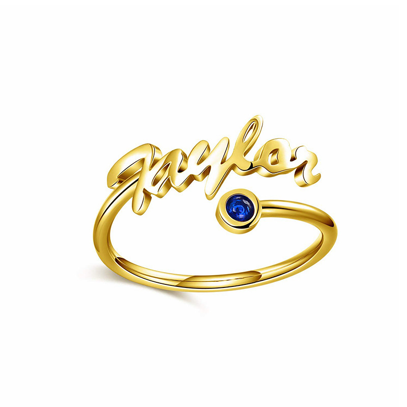 Personalized Birthstone Name Ring