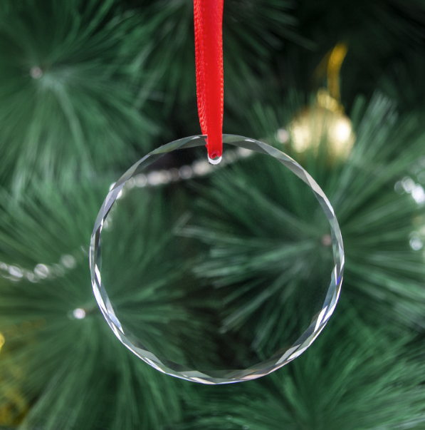 Personalized Crystal Engraved Christmas Pendant