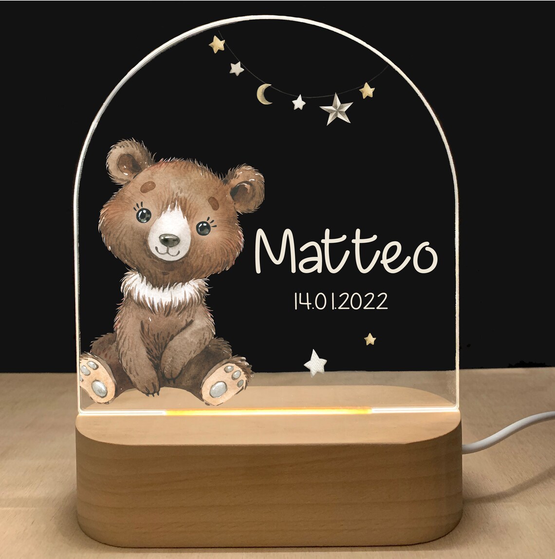 Custom Cartoon Kids Name Lamp Night Light USB