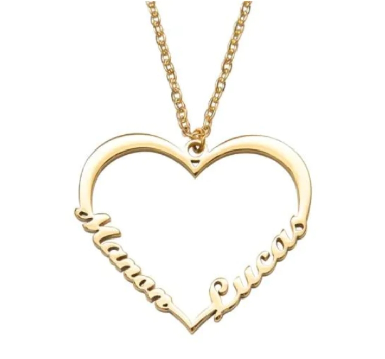 Custom Heart Name Couple Necklace