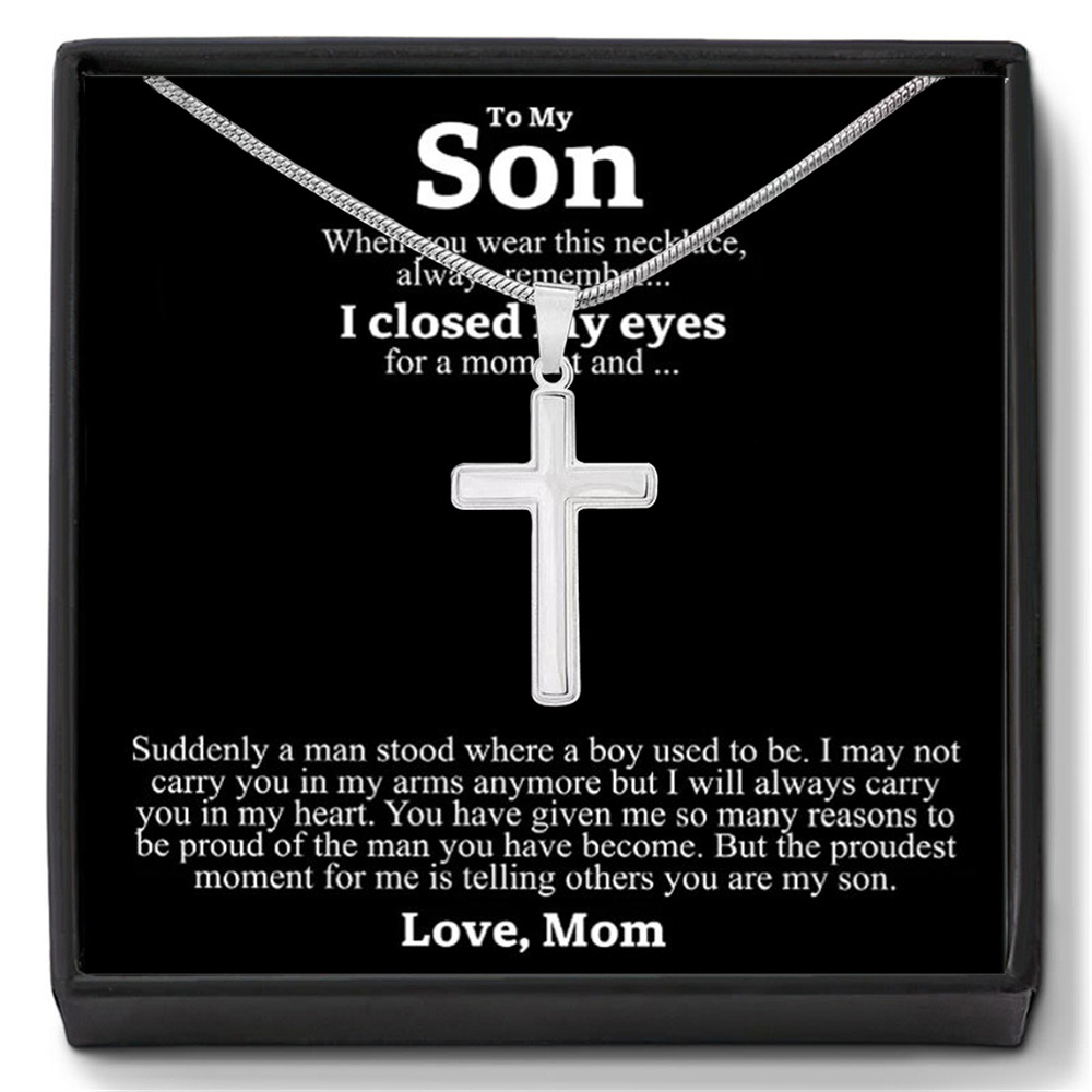 Cross necklace gift for son