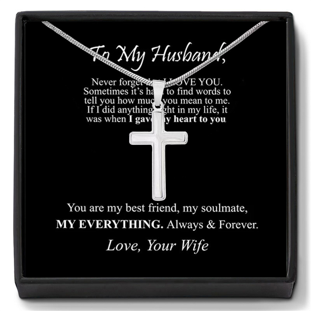 Cross necklace gift for husband