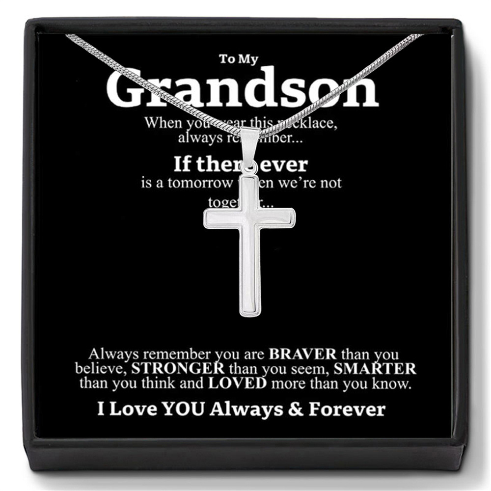 Cross necklace gift for grandson