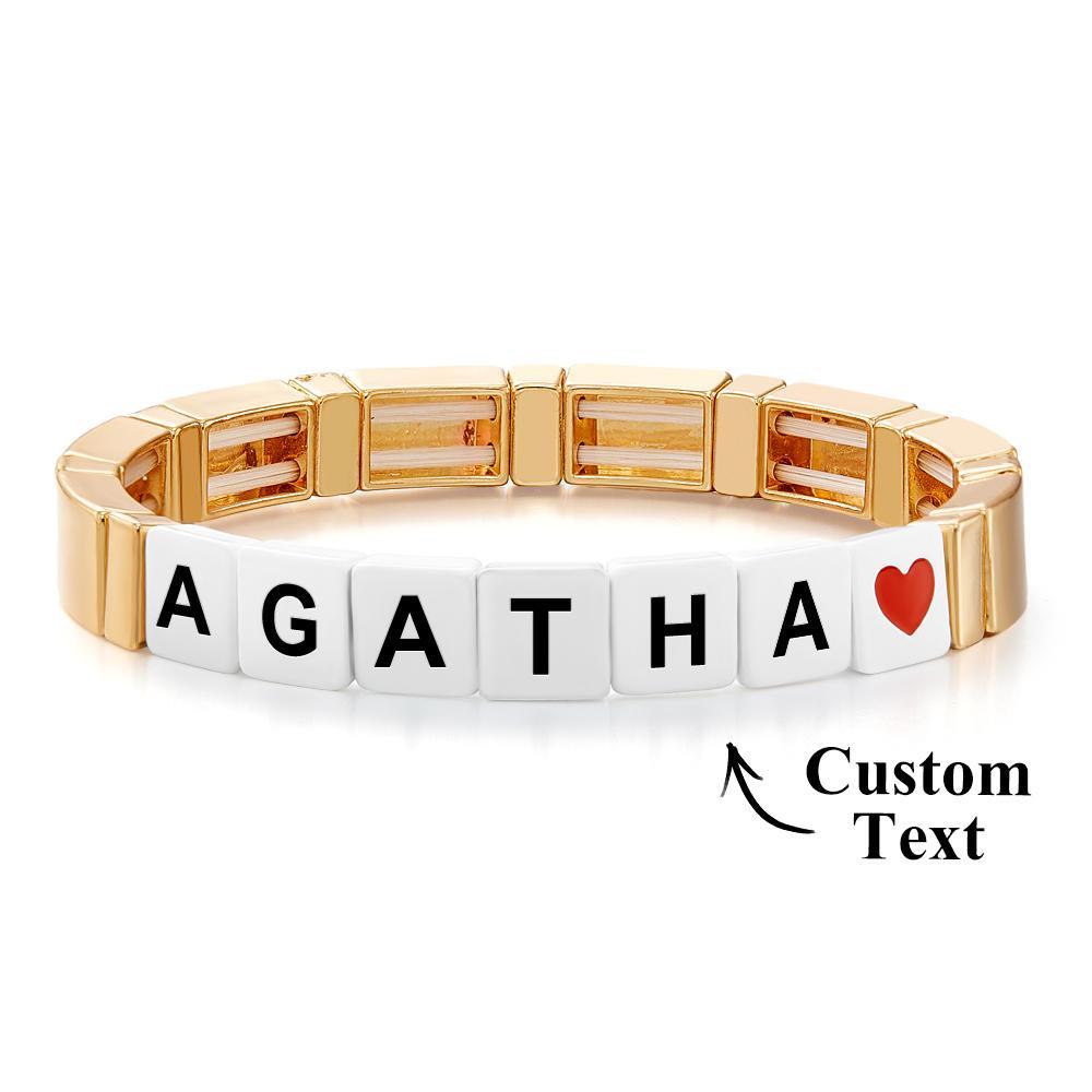 Custom Name Enamel Bead Bracelet