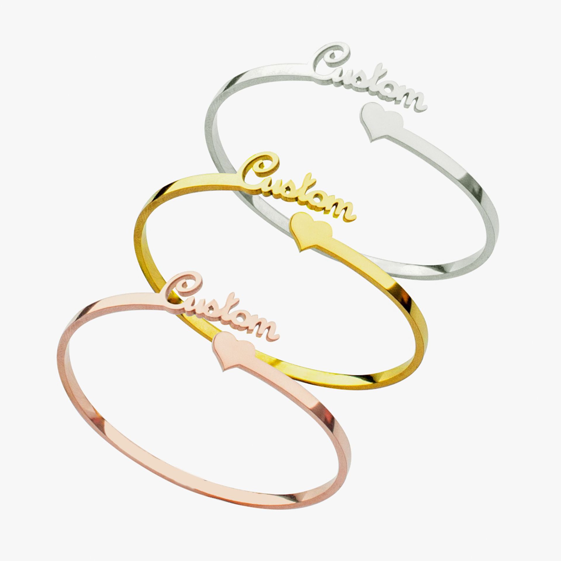 Stainless steel name 3mm bracelet Plated 18K real gold English letter bracelet