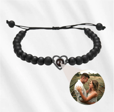 Personalized Frosted Stone Heart Photo Bracelet