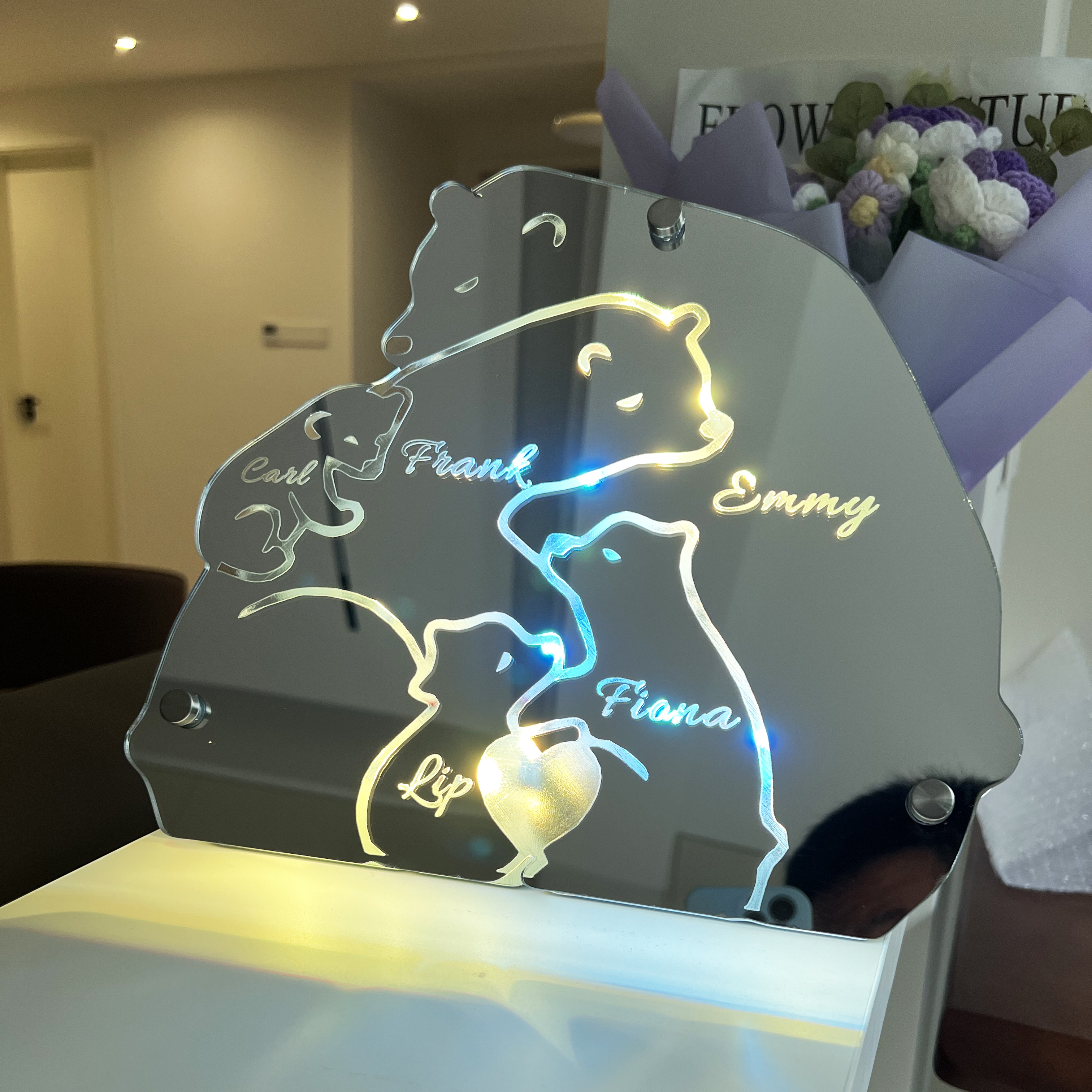 Custom polar Bear LED illuminated Mirror