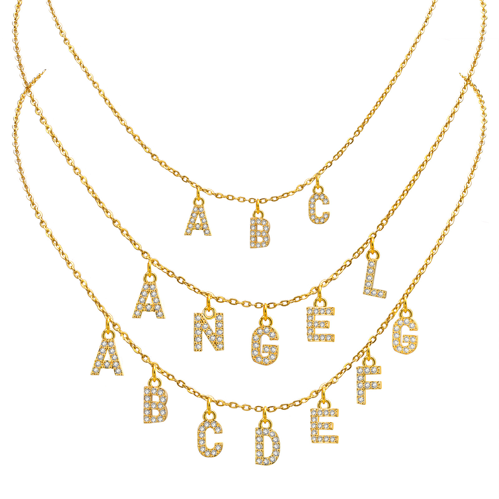 Personalized Zircon Letter Necklace - A Chain style